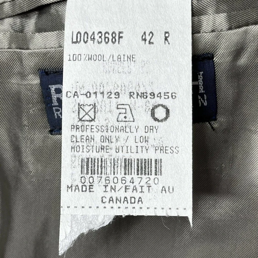 Ralph Lauren Size 42 R Sport Coat Blazer 100% Virgin Wool 2 Button Gray NEW FLAW